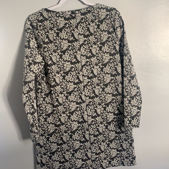 Loft Petite Small Gray & White Long Sleeve Dress - Picture 2 of 5